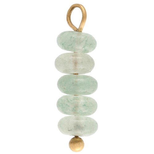 4.5 mm Round Charms with Dyed Aventurine Gemstone - Gold-Plated 304 Stainless Steel