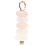 4.5 mm Round Charm with Pink Aventurine Gemstone - Gold-Plated 304 Stainless Steel x1