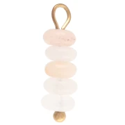 4.5 mm Round Charm with Pink Aventurine Gemstone - Gold-Plated 304 Stainless Steel x1