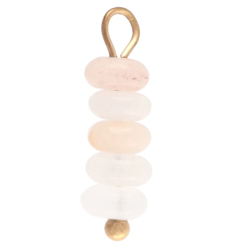 4.5 mm Round Charm with Pink Aventurine Gemstone - Gold-Plated 304 Stainless Steel x1