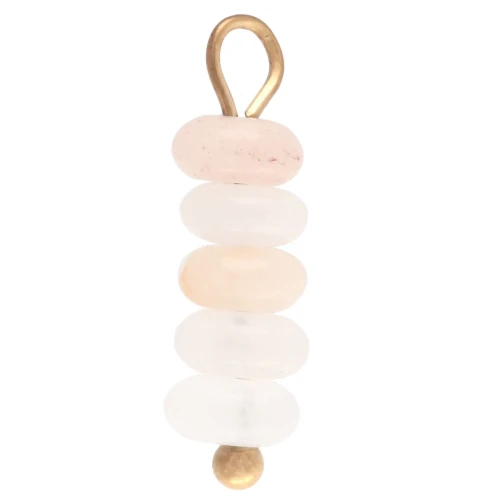 4.5 mm Round Charm with Pink Aventurine Gemstone - Gold-Plated 304 Stainless Steel x1
