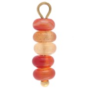 4.5 mm Carnelian Gemstone Disc Charm - Gold-Plated 304 Stainless Steel x1