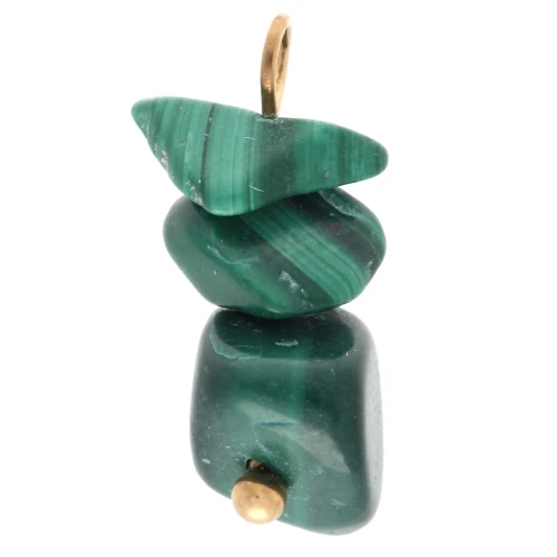 Chips 16 mm imitation Malachite - 304 Gold Stainless Steel x1
