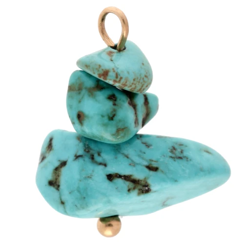 Chips 16 mm Turquoise imitation - Stainless steel 304 Gilded x1