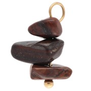 16 mm Tiger's Eye Gemstone Chip Charm - Gold-Plated 304 Stainless Steel x1