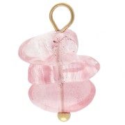 16 mm Chip Charm with Strawberry Quartz-Colored Gemstone - Gold-Plated 304 Stainless Steel