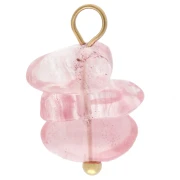 16 mm Chip Charm with Strawberry Quartz-Colored Gemstone - Gold-Plated 304 Stainless Steel