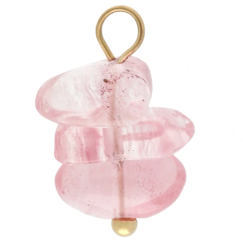 16 mm Chip Charm with Strawberry Quartz-Colored Gemstone - Gold-Plated 304 Stainless Steel