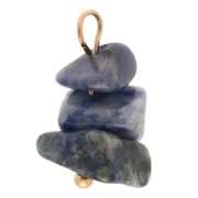 16 mm Sodalite Gemstone Chip Charm - Gold-Plated 304 Stainless Steel x1