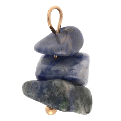 16 mm Sodalite Gemstone Chip Charm - Gold-Plated 304 Stainless Steel x1