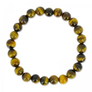 Elastic bracelet 18 cm 8 mm round beads Tiger Eye