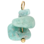 16 mm Dyed Amazonite Chip Charm - Gold-Plated 304 Stainless Steel x1