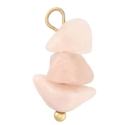 16 mm Rose Quartz Gemstone Chip Charm - Gold-Plated 304 Stainless Steel x1
