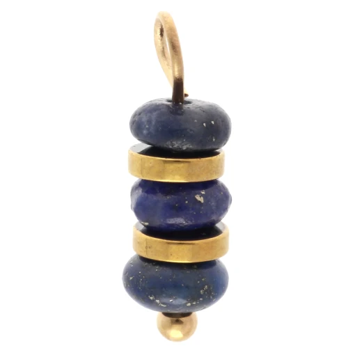 4 mm disc charms and Lapis Lazuli gemstone - Gold-plated 304 stainless steel x1