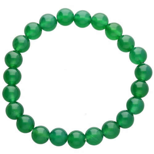18 cm elastic bracelet made of 8 mm round beads - Green Agate
