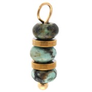 4 mm rondelles and African turquoise charm - 304 stainless steel, gold-platedx1|raw }}