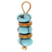 4 mm rondelles and imitation turquoise charm - 304 Gold stainless steel x1|raw }}