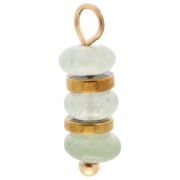 4 mm Aventurine-Tinted Gemstone Disc Charm - Gold-Plated 304 Stainless Steel x1