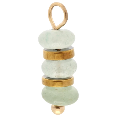 4 mm Aventurine-Tinted Gemstone Disc Charm - Gold-Plated 304 Stainless Steel x1