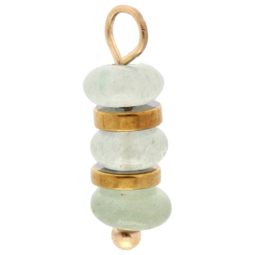 Charm 4 mm washers and green Aventurine - 304 Gold stainless steel x1