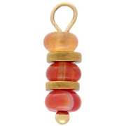 4 mm Disc Charms with Carnelian Gemstone - Gold-Plated 304 Stainless Steel x1