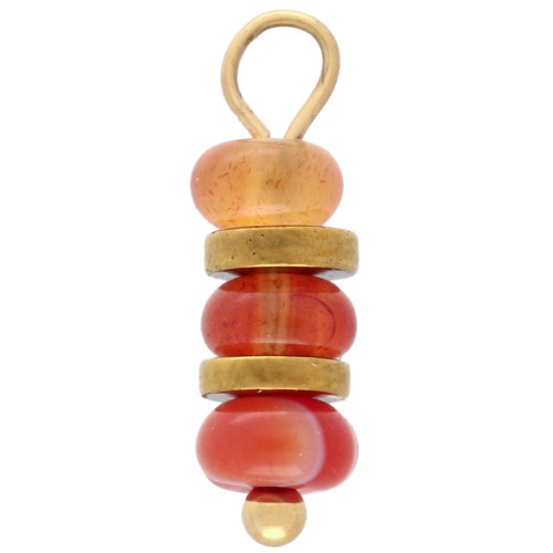 4 mm Disc Charms with Carnelian Gemstone - Gold-Plated 304 Stainless Steel x1