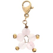 Star-shaped charm with clasp - Gold-plated 304 stainless steel - Rose quartz x1