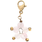 Star-shaped charm with clasp - Gold-plated 304 stainless steel - Rose quartz x1