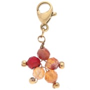 Charms star charm with clasp - 304 Gold Stainless Steel - Imitation Carnelian x1|raw }}