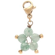 Charms star charm with clasp - 304 Gold Stainless Steel - Aventurine x1