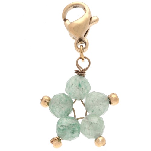Charms star charm with clasp - 304 Gold Stainless Steel - Aventurine x1