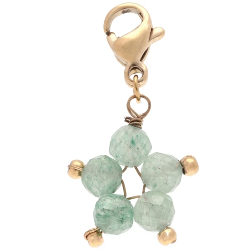 Star-shaped charm with clasp - Gold-plated 304 stainless steel - Dyed aventurine x1