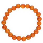18 cm elastic bracelet with 8 mm round beads - Tinted Imitation Carnelian