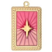 Rectangle pendant star pattern epoxy resin 28x18 mm Stainless steel 304 Gold Redx1|raw }}