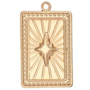 Rectangle pendant star pattern epoxy resin 28x18 mm Stainless steel 304 Gold Redx1