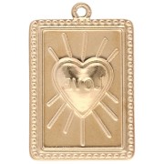 Rectangle pendant heart pattern epoxy resin 28x18 mm Stainless steel 304 Gold Blue x1