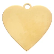 Heart pendant 20 mm eye pattern with rhinestones - 304 Gold stainless steel x1