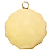 Round bee charm 15 mm Epoxy resin - 304 Gold stainless steel - Green x1