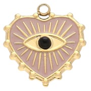 Heart charm 16x15 mm with epoxy resin - 304 Gold stainless steel - Rose x1|raw }}