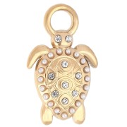 23x14mm turtle pendant with imitation mother-of-pearl cabochons - 304 Gold-plated stainless steel x1|raw }}