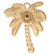 Palm tree charm 17x13 mm with rhinestones - 304 Gold stainless steel - Crystal x1