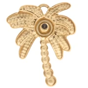 Palm tree charm 17x13 mm with rhinestones - 304 Gold stainless steel - Crystal x1