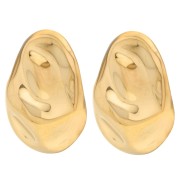 Oval earrings 47x35 mm pleated effect - 304 gold-plated stainless steel x2