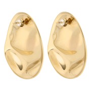 Oval earrings 47x35 mm pleated effect - 304 gold-plated stainless steel x2