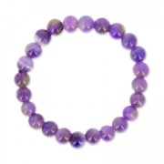 18 cm elastic bracelet with 8 mm round beads - Amethyst