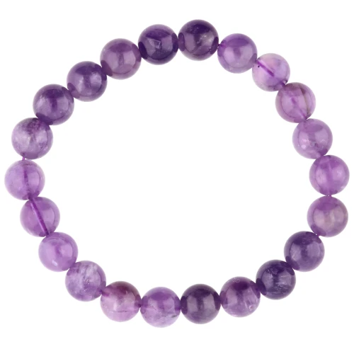18 cm elastic bracelet with 8 mm round beads - Amethyst