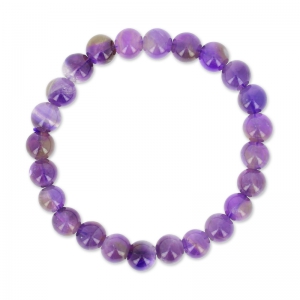 Elastic bracelet 18 cm 8 mm round beads Amethyste