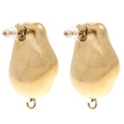 Irregular drop earstuds 25x18 mm - 304 stainless steel, gold-plated x2