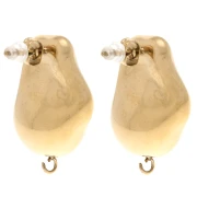 Irregular drop earstuds 25x18 mm - 304 stainless steel, gold-plated x2
