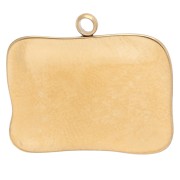 Rectangle pendant 19x21mm with eye pattern and rhinestones 304 stainless steel Gilded - Multicolored